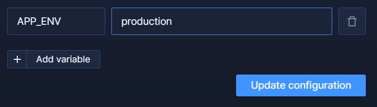 A typical UI for setting env vars