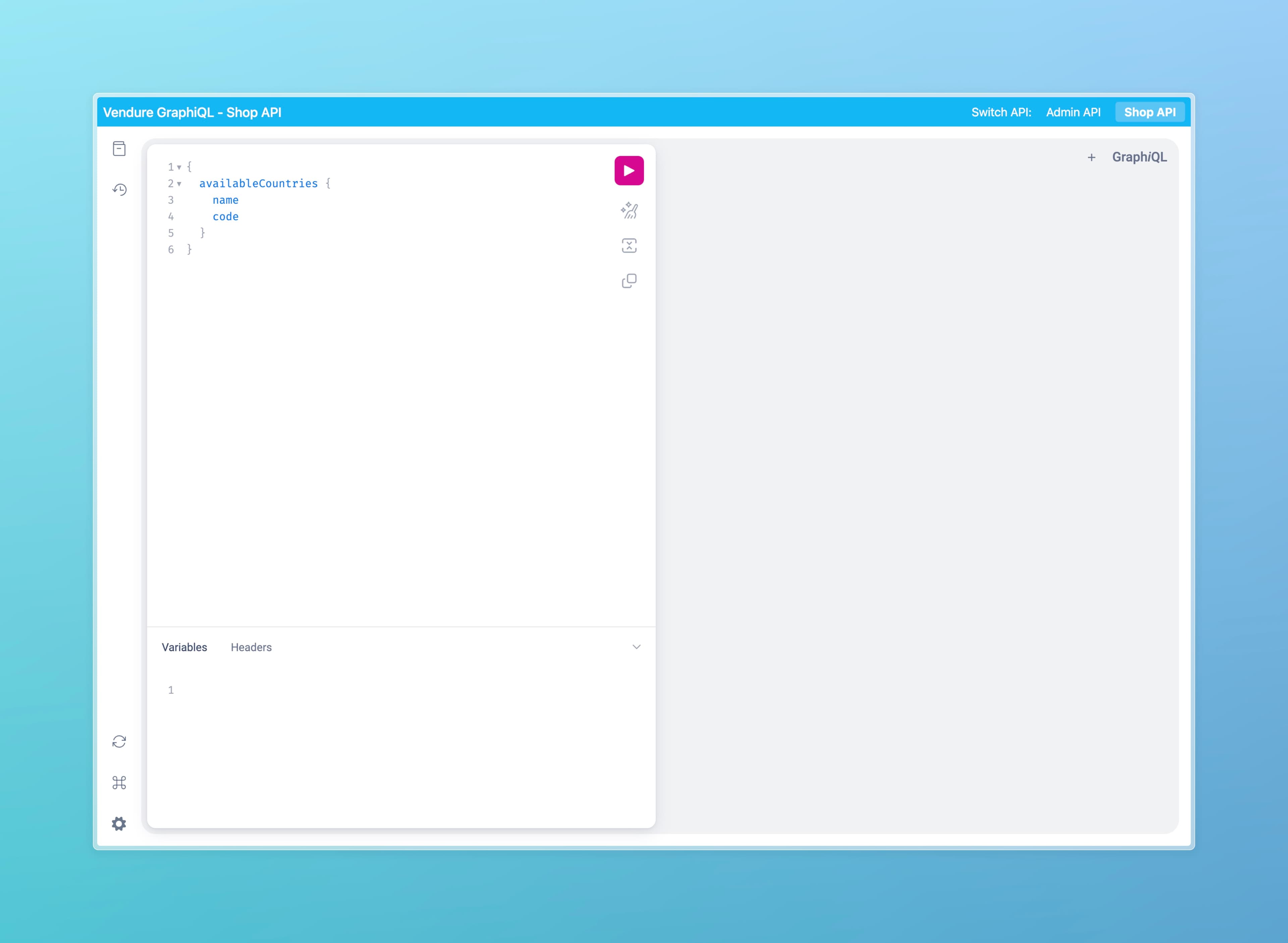 GraphiQL interface