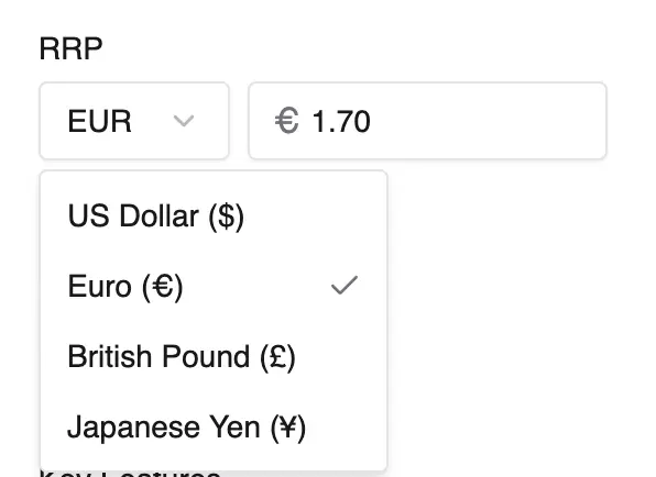 Currency input