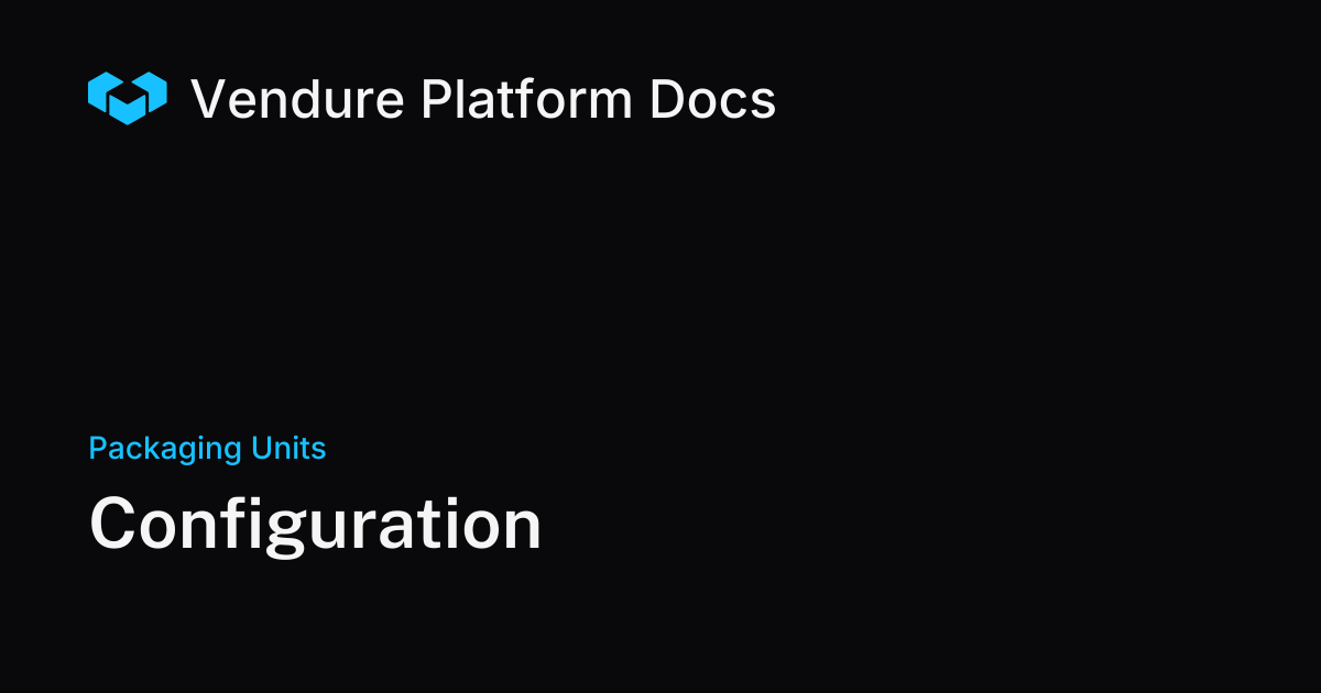 Configuration | Vendure Docs