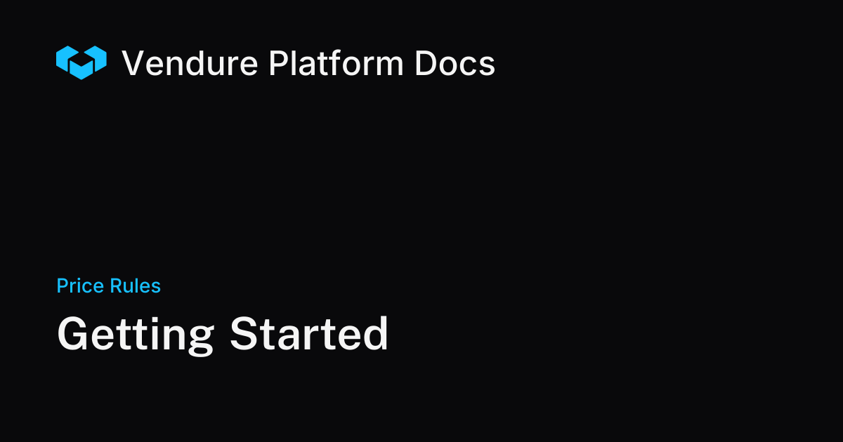 Getting Started | Vendure Docs