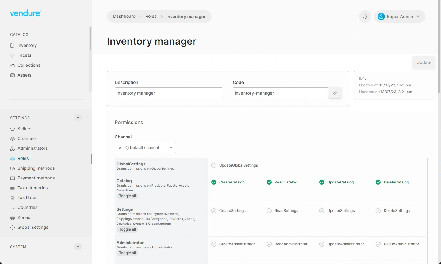 Inventory Manager role